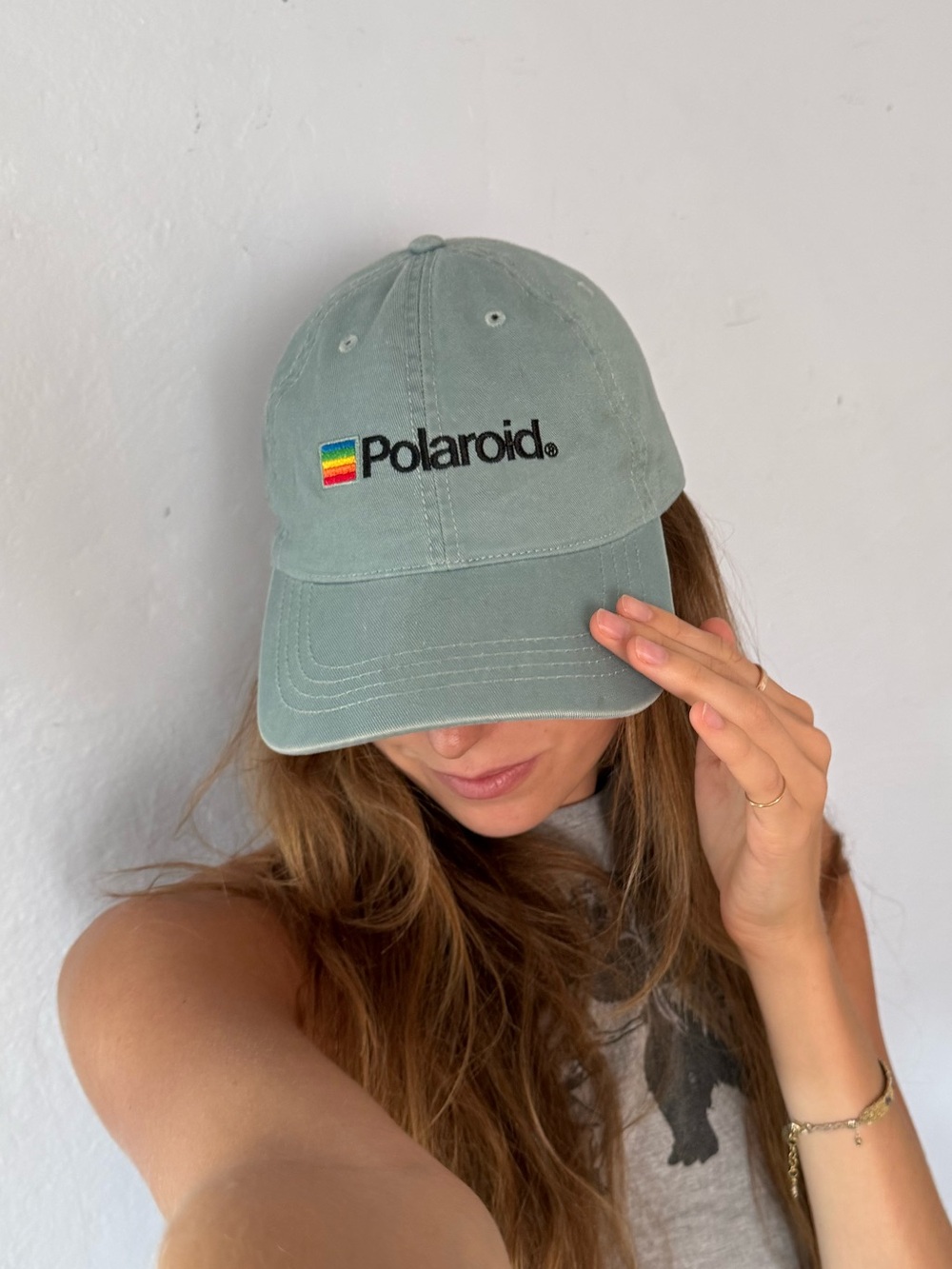 Polaroid Blue Cap with Rainbow Stripe Logo